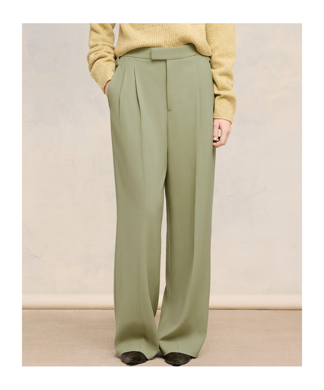 AMI ALEXANDRE MATTIUSSI AMI PARIS HIGH WAIST STRAIGHT LEG PANTS