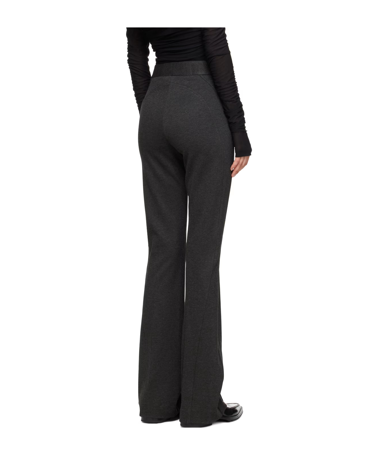 Helmut Lang Mélange-effect Mid-rise Flared Trousers In Black