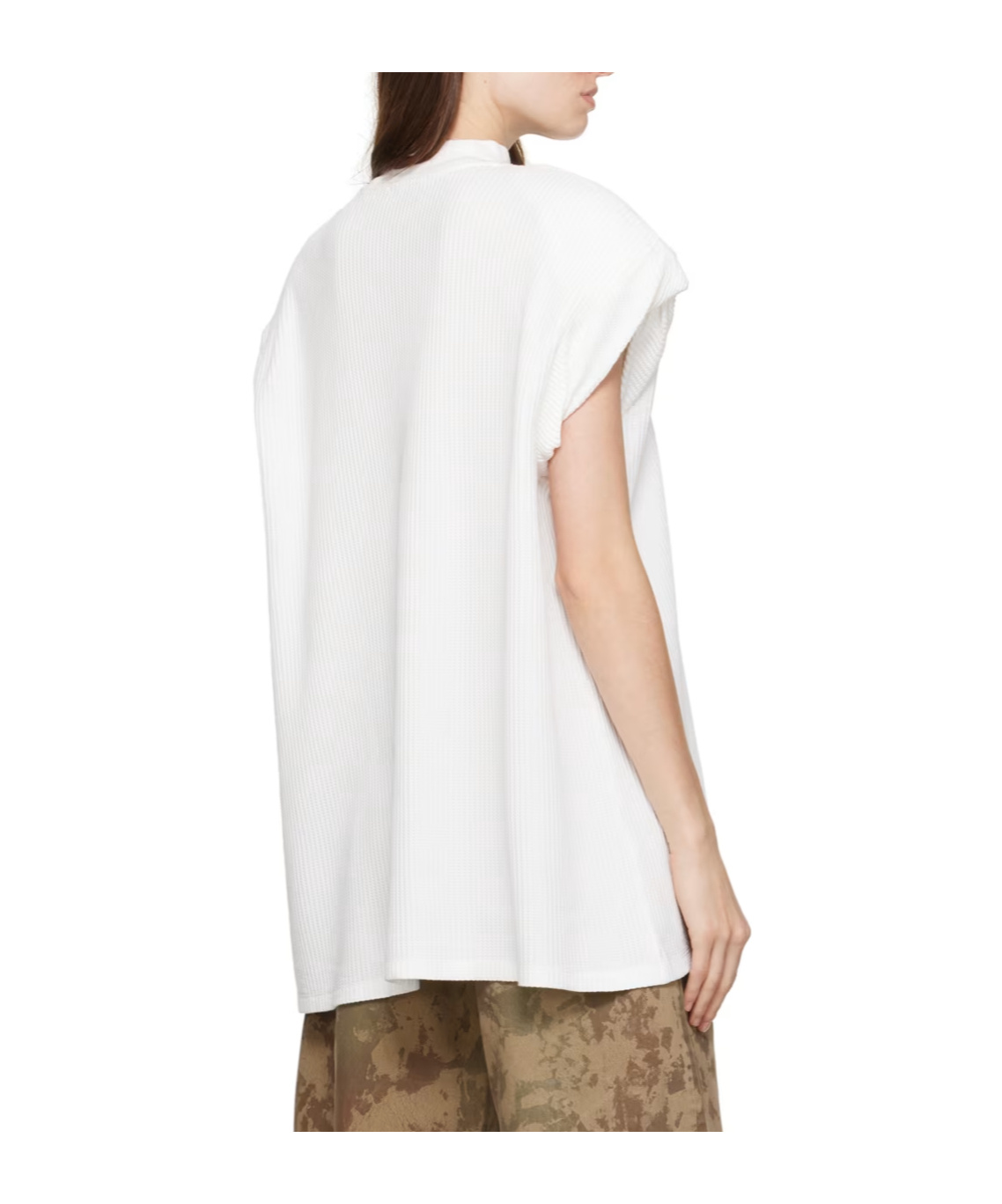 Shop Attico Shoulder-padded Waflle-effect T-shirt In White