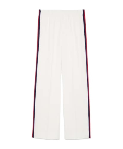 Gucci Retro Logo-patch Tweed Trousers In Nude