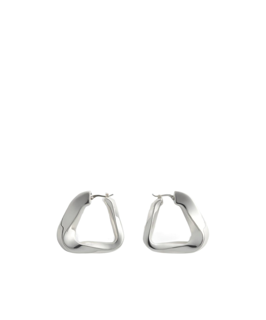 Bottega Veneta Large Twisted Triangular Ring Earrings In Gray