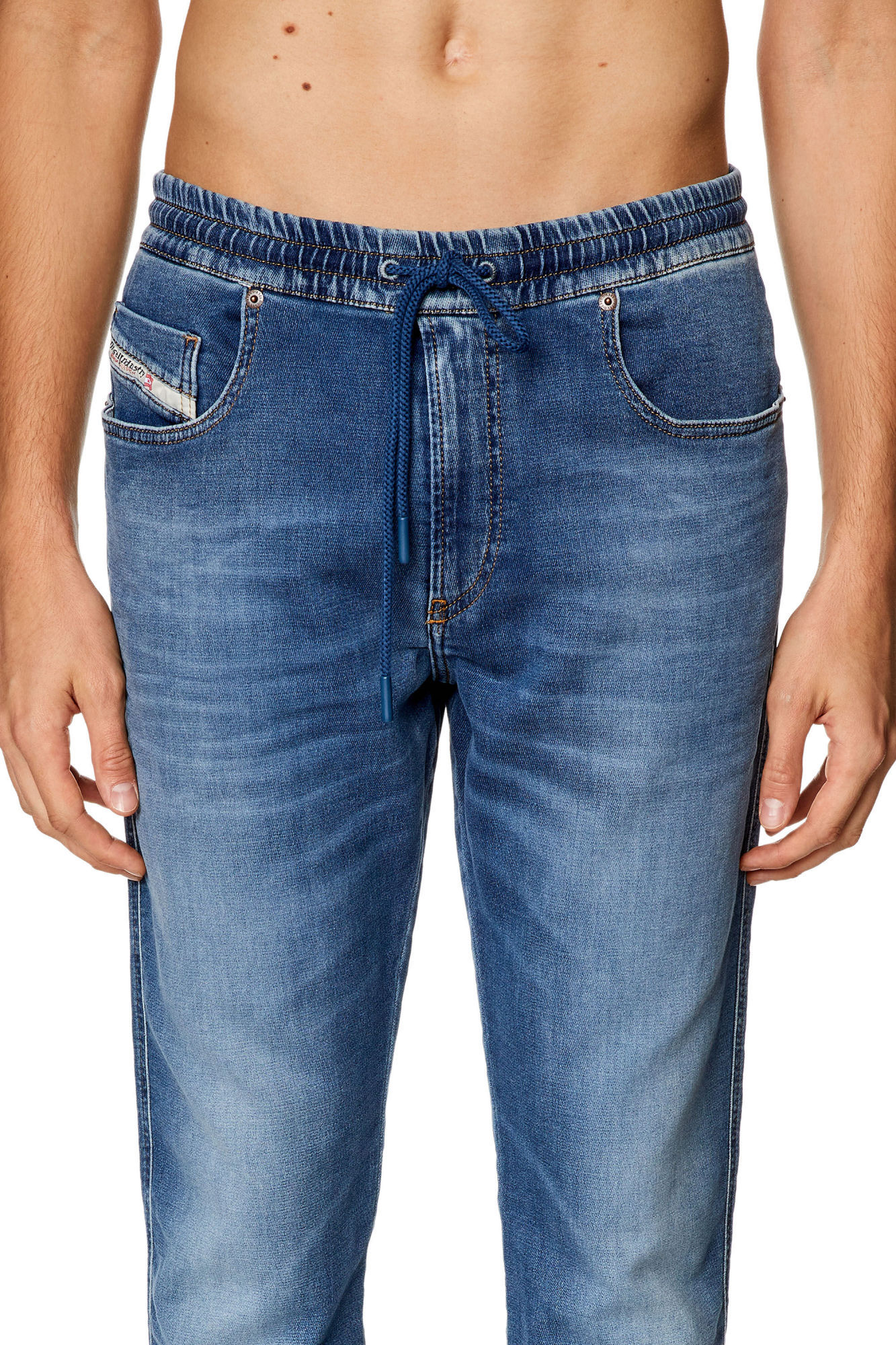 Diesel Drawstring Denim Trousers In Blue