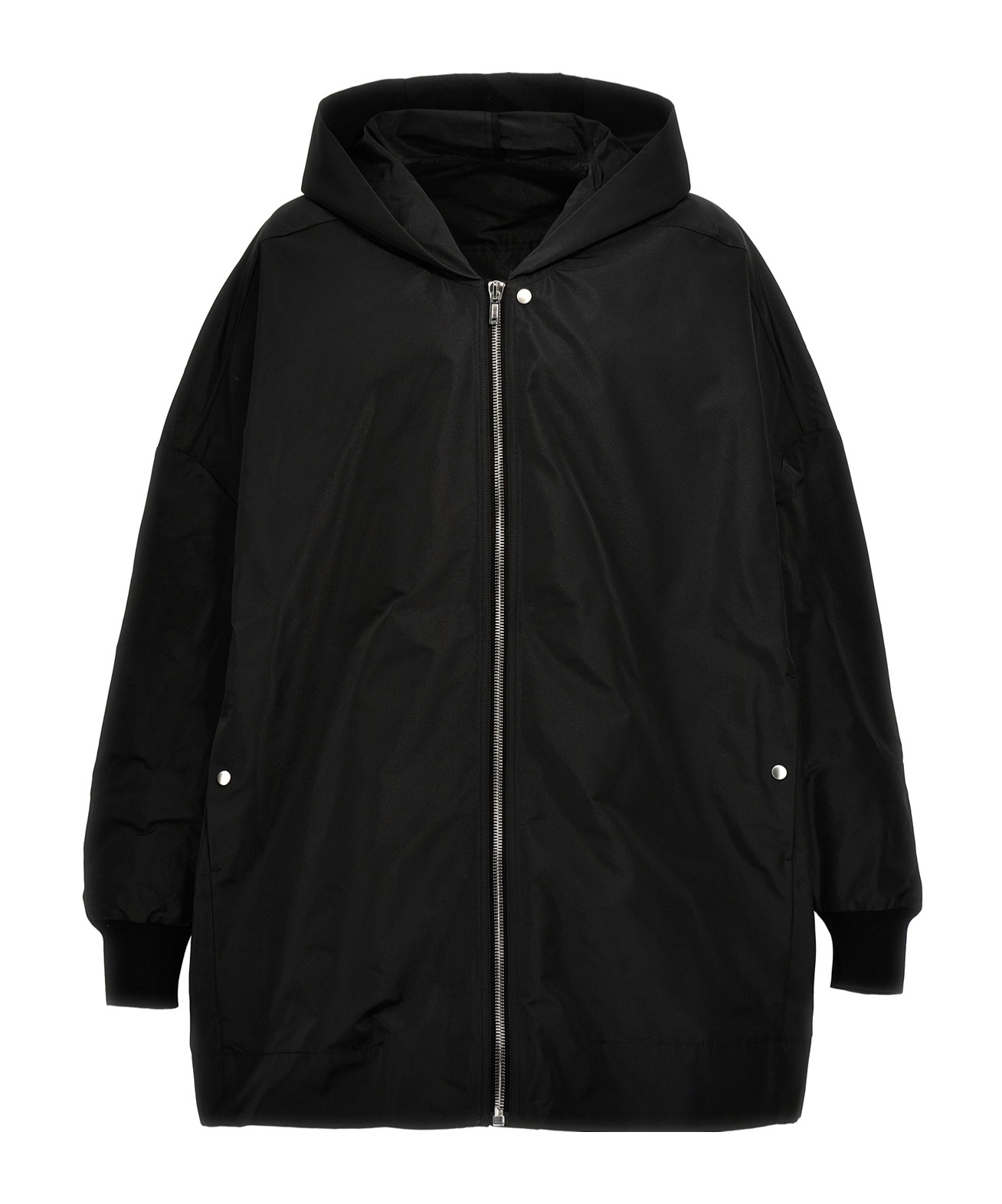 Rick Owens Asymmetrical-front Cotton Fishtail Parka In Black