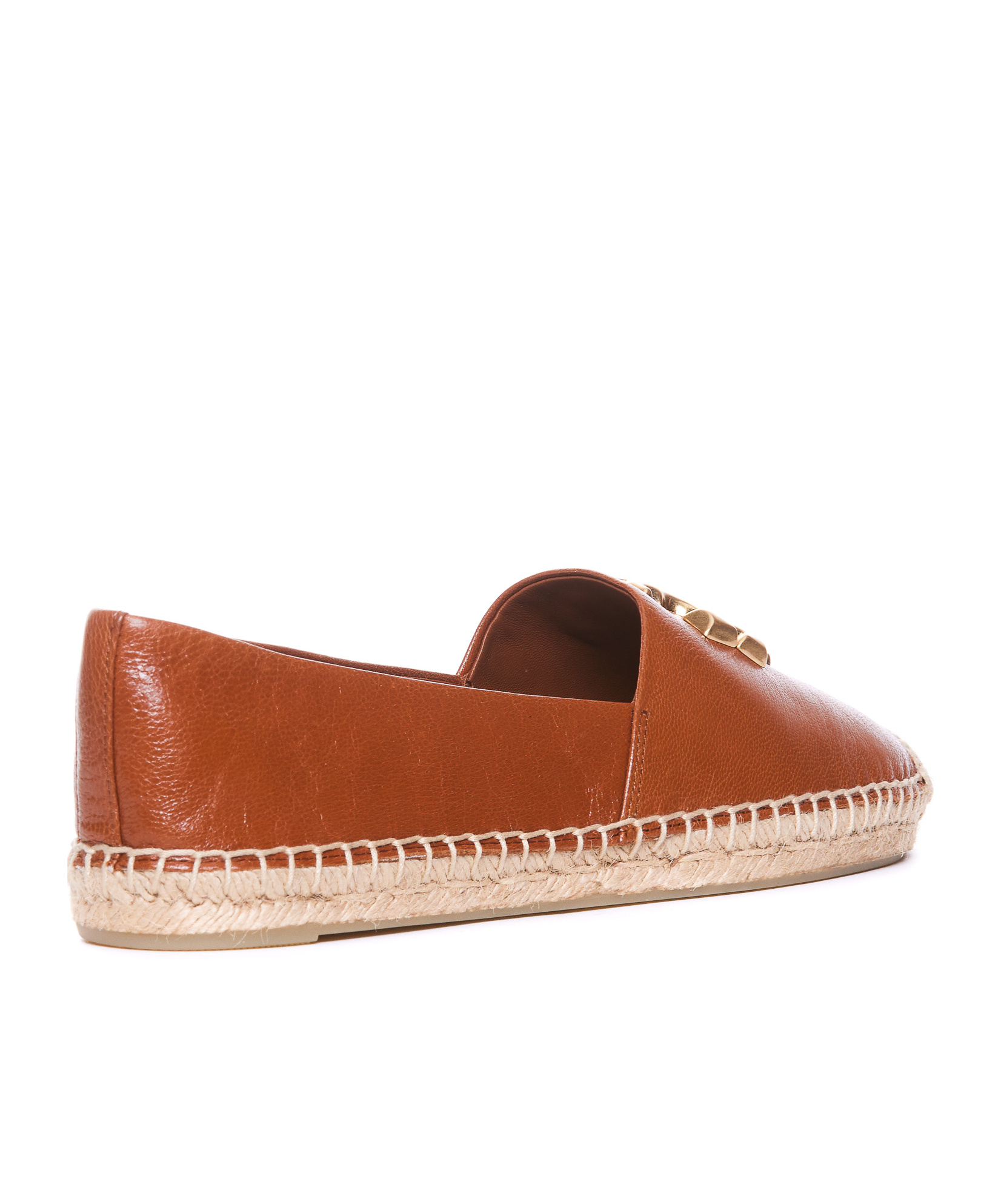 Shop Tory Burch Eleanor Double T-plaque Leather Espadrilles In Nude
