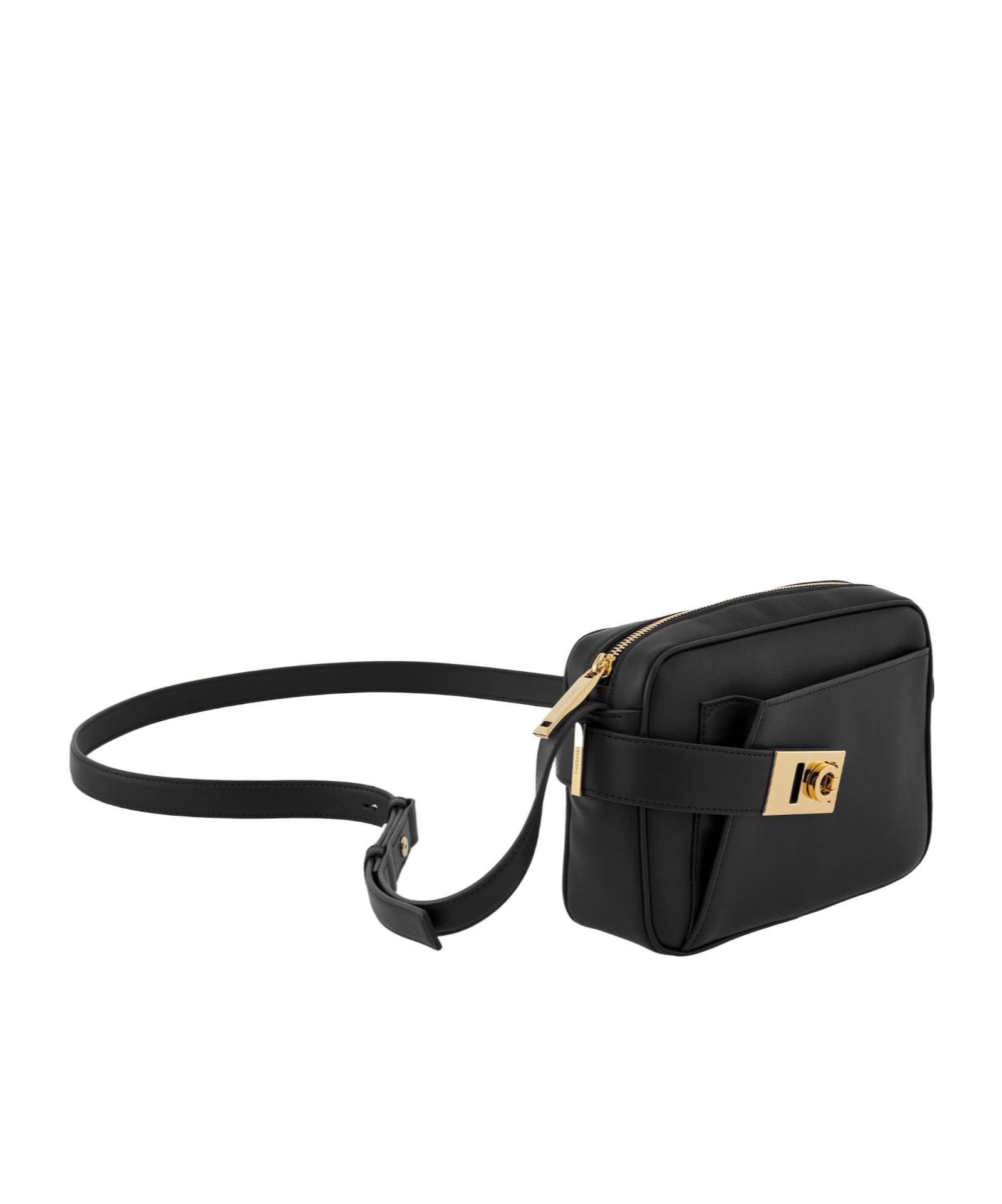 Ferragamo Black Leather Archive Crossbody Bag In Black
