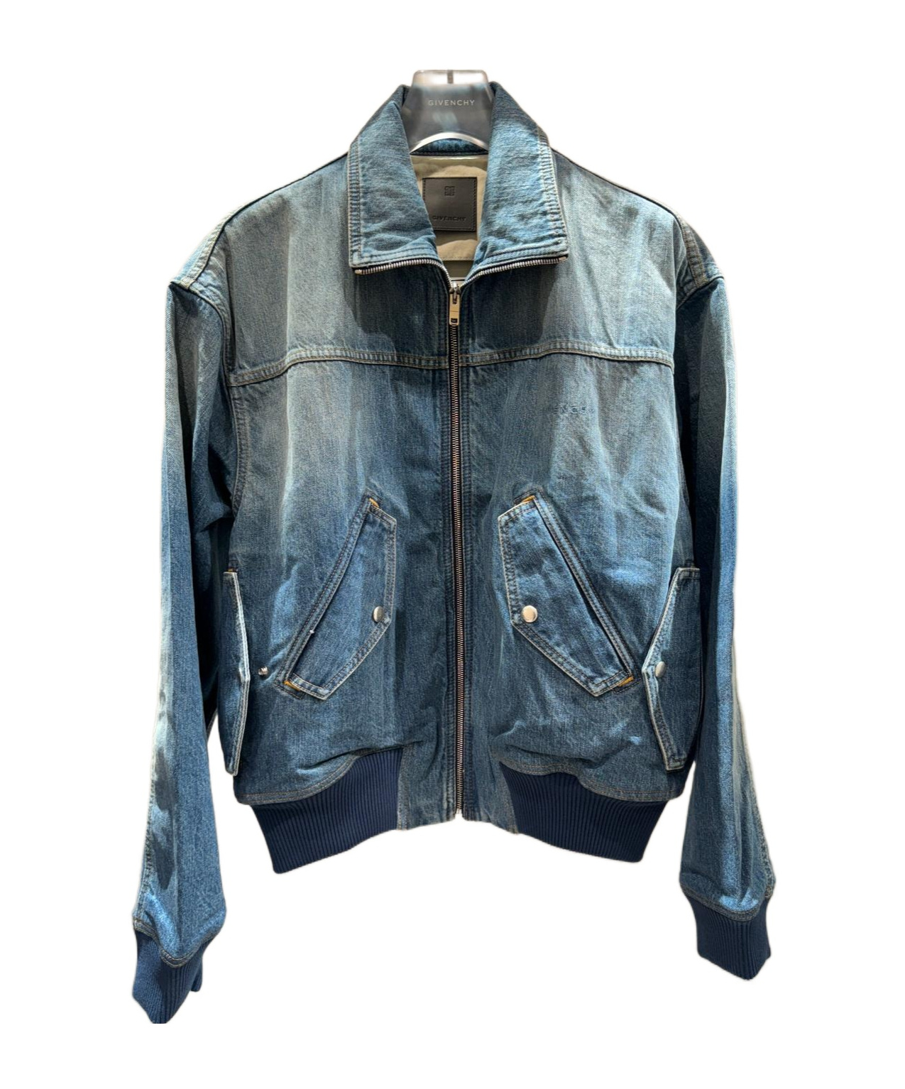 Givenchy Denim Bomber Jacket In Blue