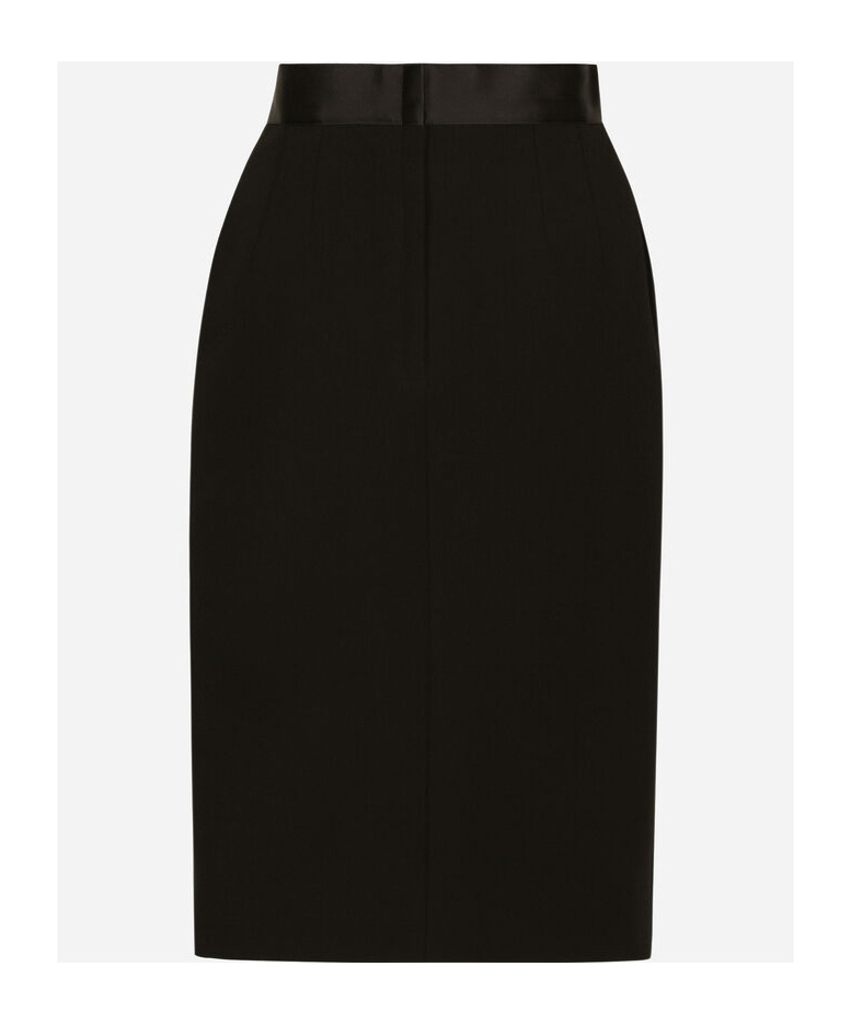 Dolce & Gabbana Bow-detail Virgin Wool-blend Skirt In Black