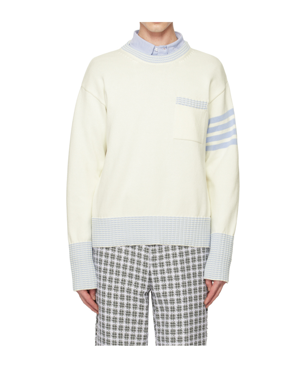 Thom Browne Hector Round Neck Sweater In White