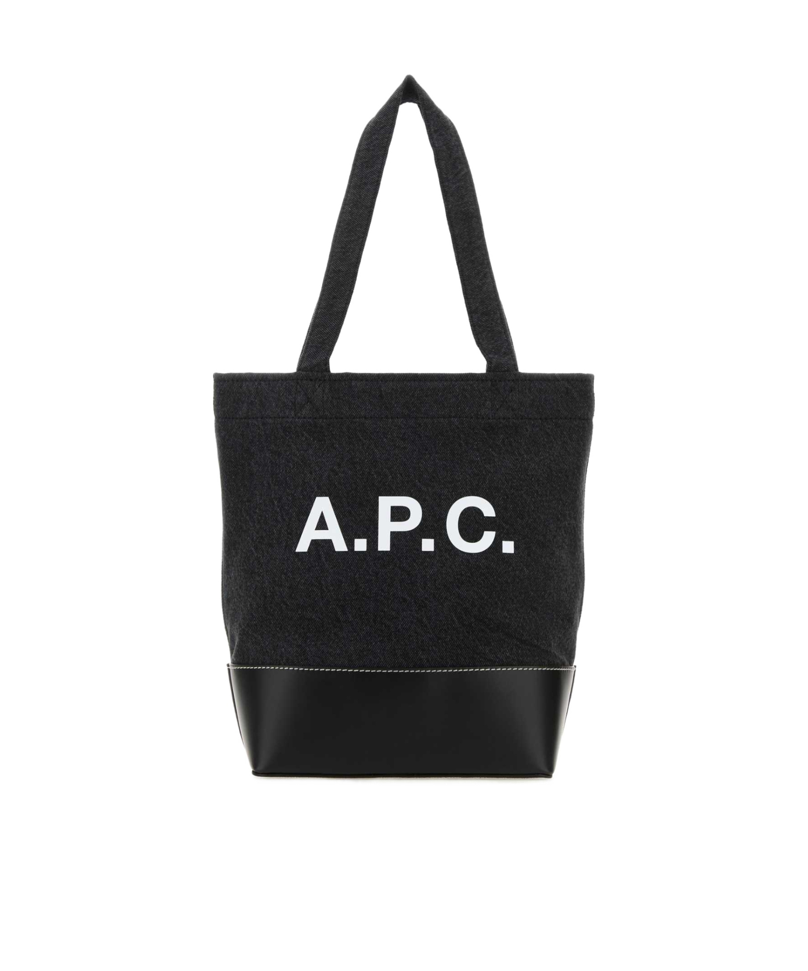 Apc Tote Ninon Small Leather Shopping Bag In Black