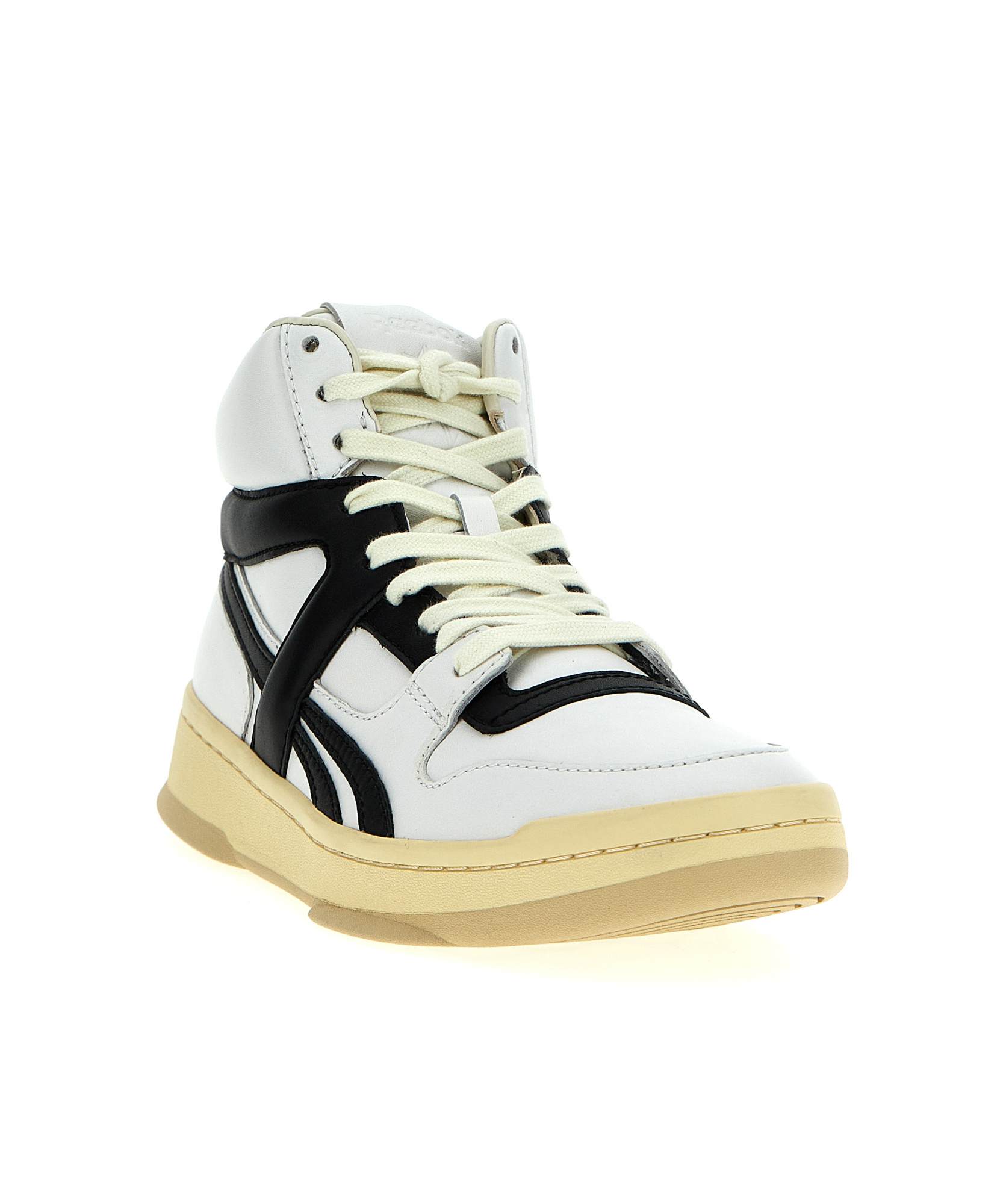 Reebok High-top Sneakers With Contrasting Sole And Perforated Toe Box In White