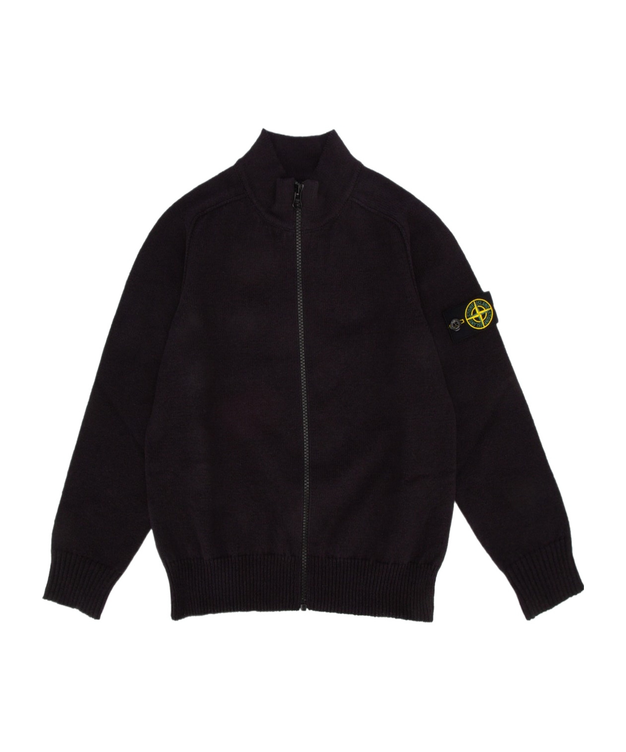 STONE ISLAND STONE ISLAND JUNIOR COMPASS-MOTIF ZIPPED CARDIGAN