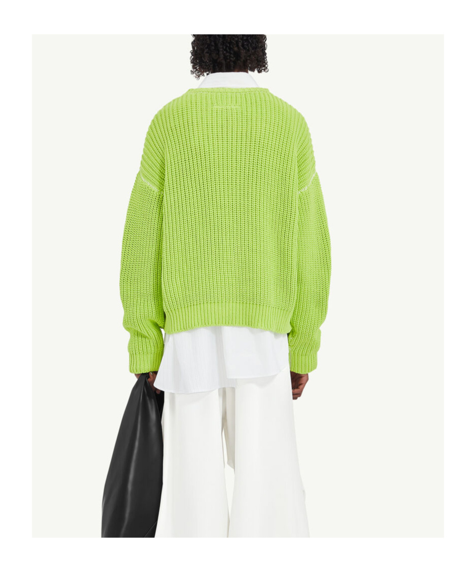 Mm6 Maison Margiela Decorative-stitching Chunky-knit Jumper In Green