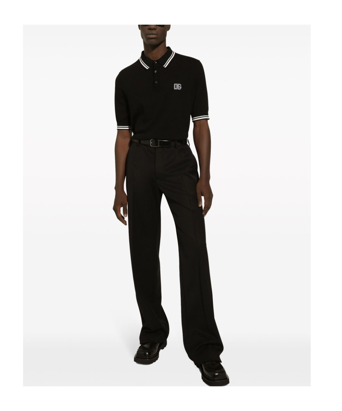 Dolce & Gabbana Logo-embroidered Polo T-shirt In Black