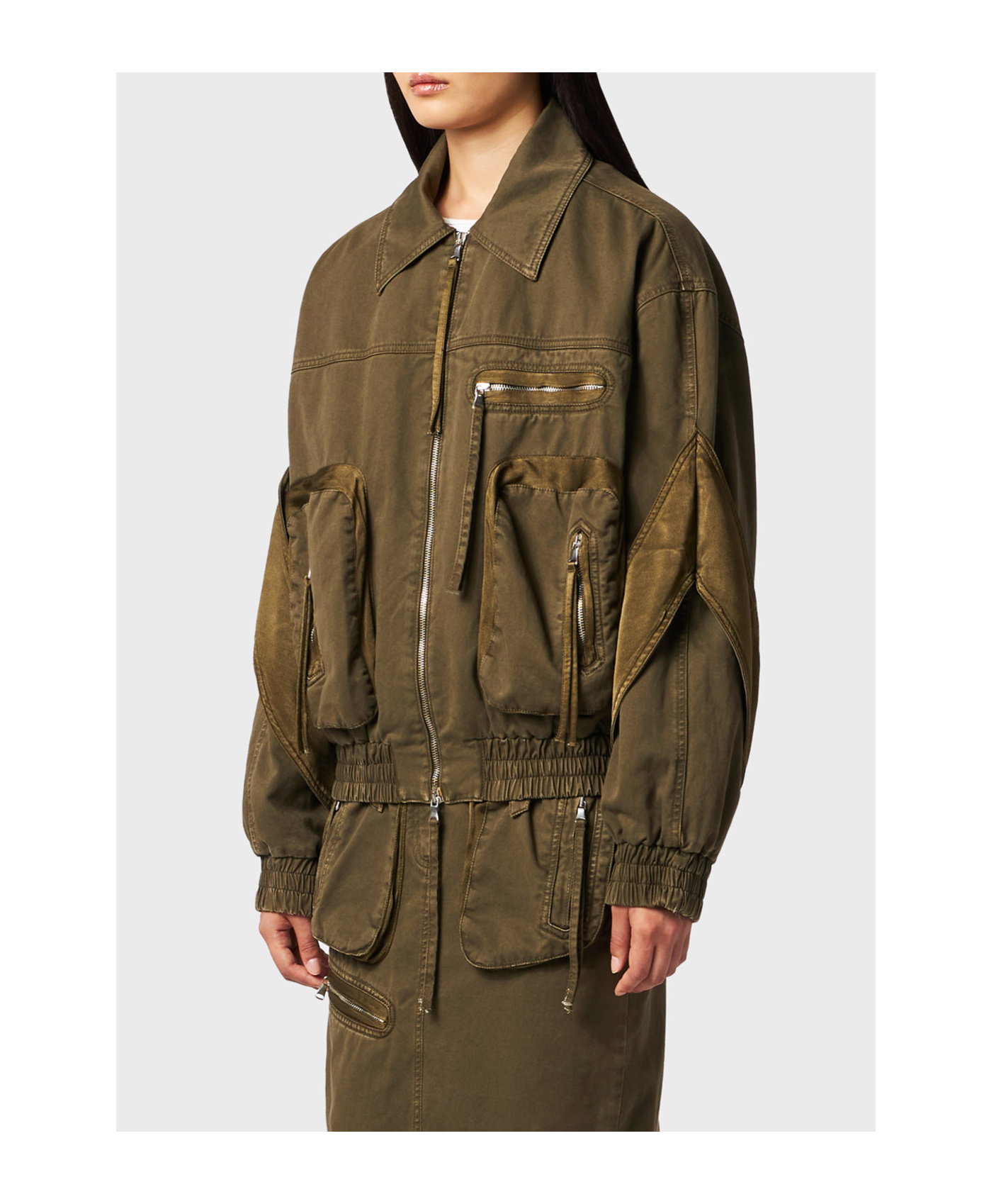 Blumarine Satin-inserts Bomber Jackets In Green