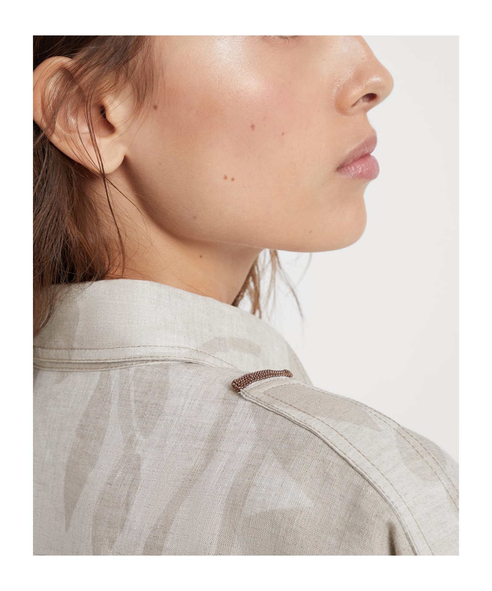 Brunello Cucinelli Floral-print Linen Shirt In White