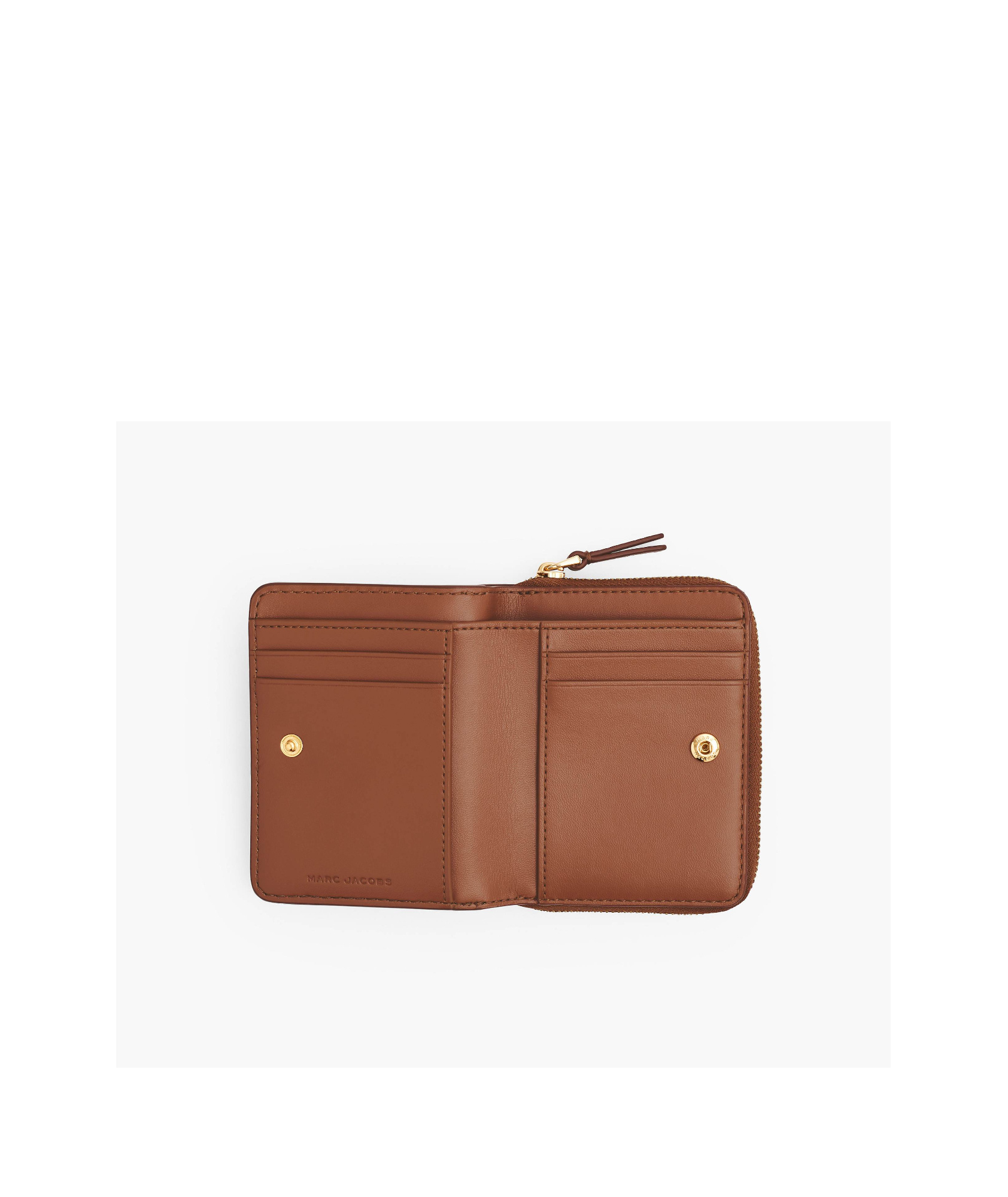 Marc Jacobs Logo Printed Zipped Mini Compact Wallet In Brown