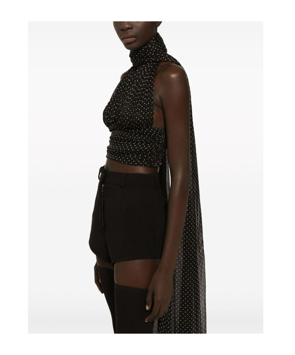 Dolce & Gabbana Chiffon Top With Scarf Accessory In Black