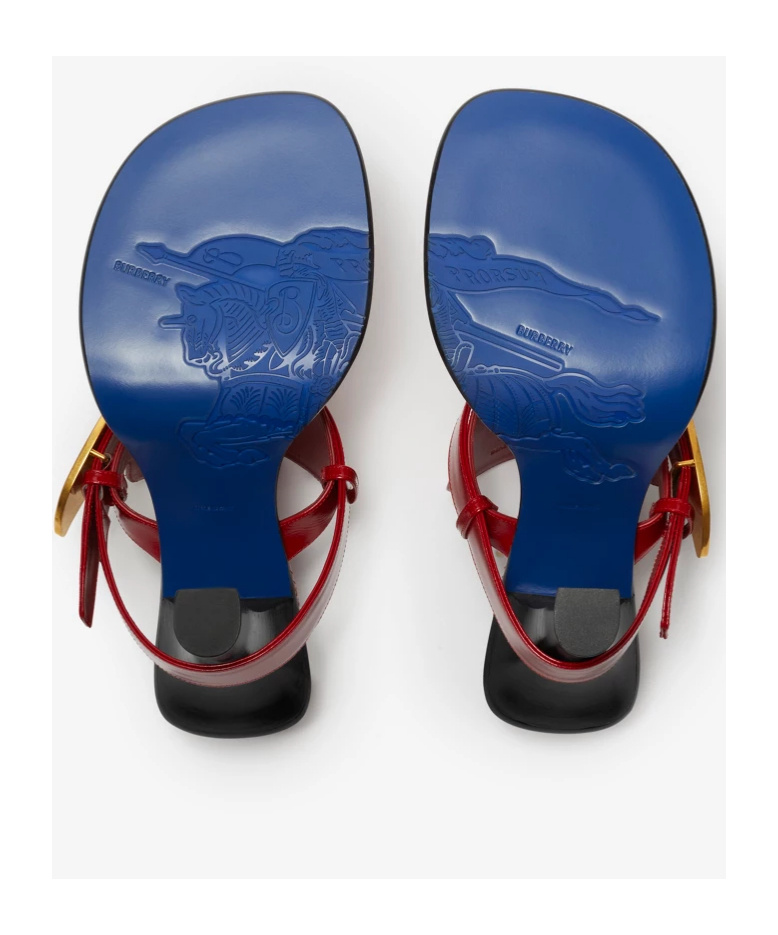 Burberry Leather Bay Sandals In Red