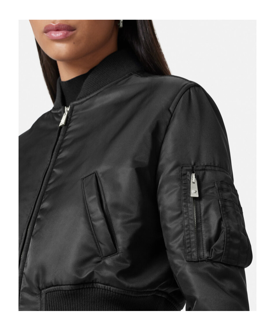Versace Padded Cropped Bomber Jacket In Black