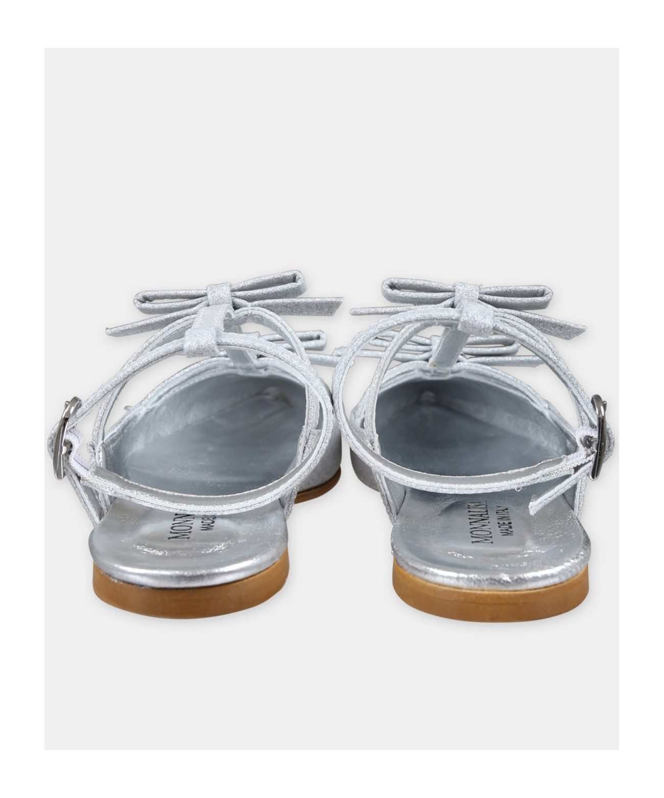 Monnalisa Fine Glitter Slingbacks In Gray