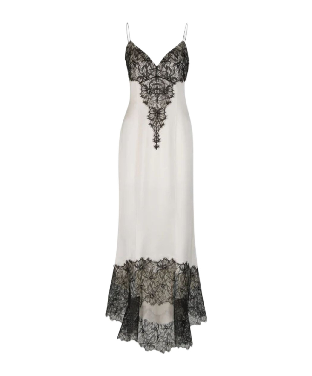 Shop Balmain Lace-trim Satin Maxi Dress In White