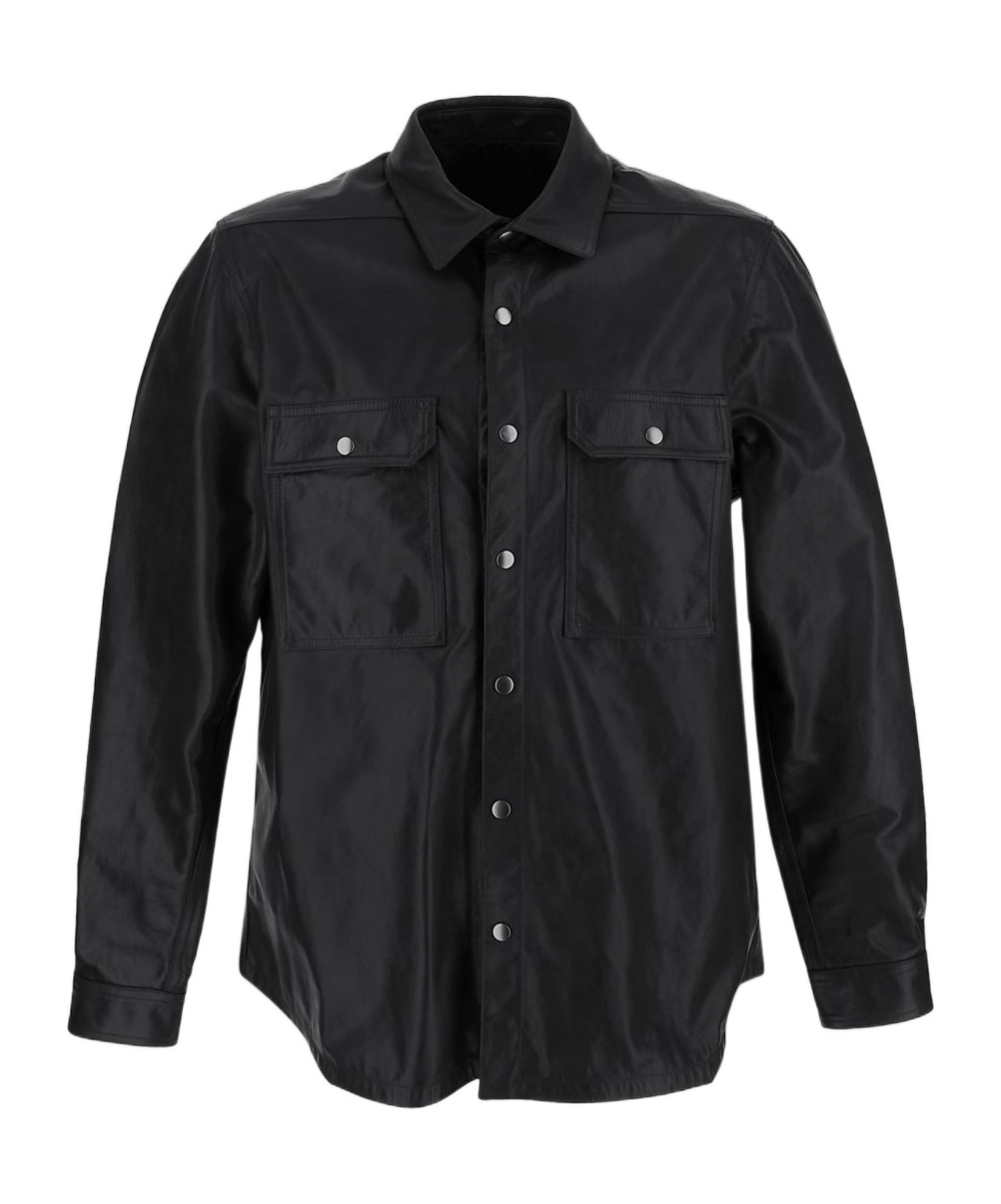 Shop Rick Owens Outershirt Leather Jacket In Black