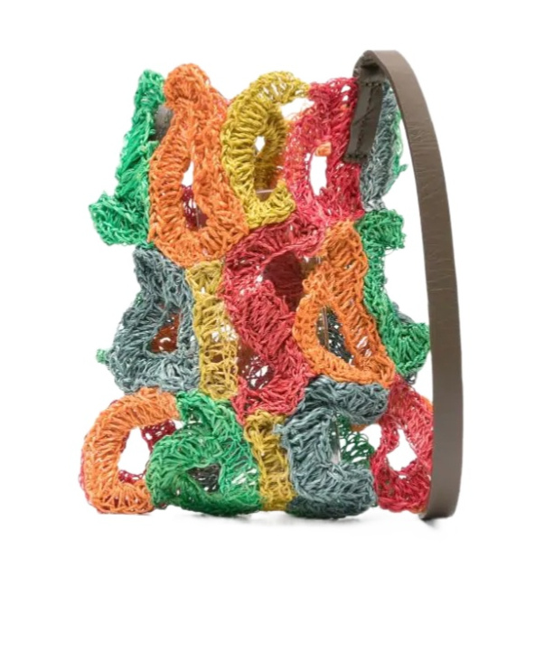 Sacai Crochet Knitted Rectangle Crossbody Bag In Multicolor