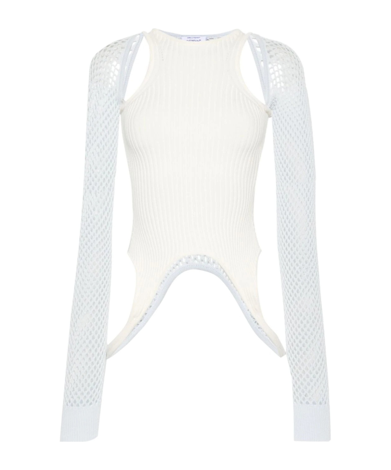 Off-white Ribbed And Mesh Knit Ltop In White