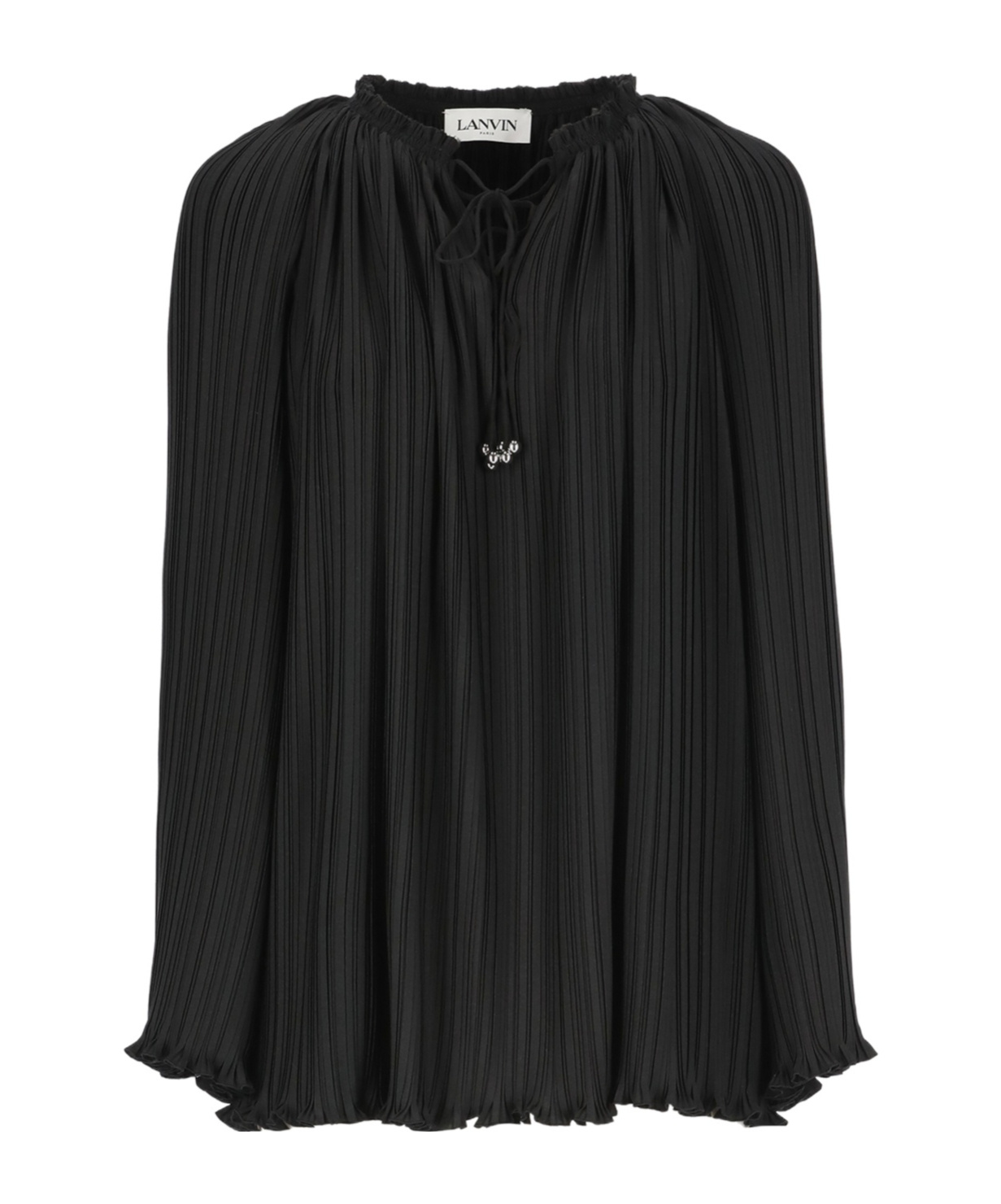 Lanvin Long-sleeved Pleated Blouse In Black