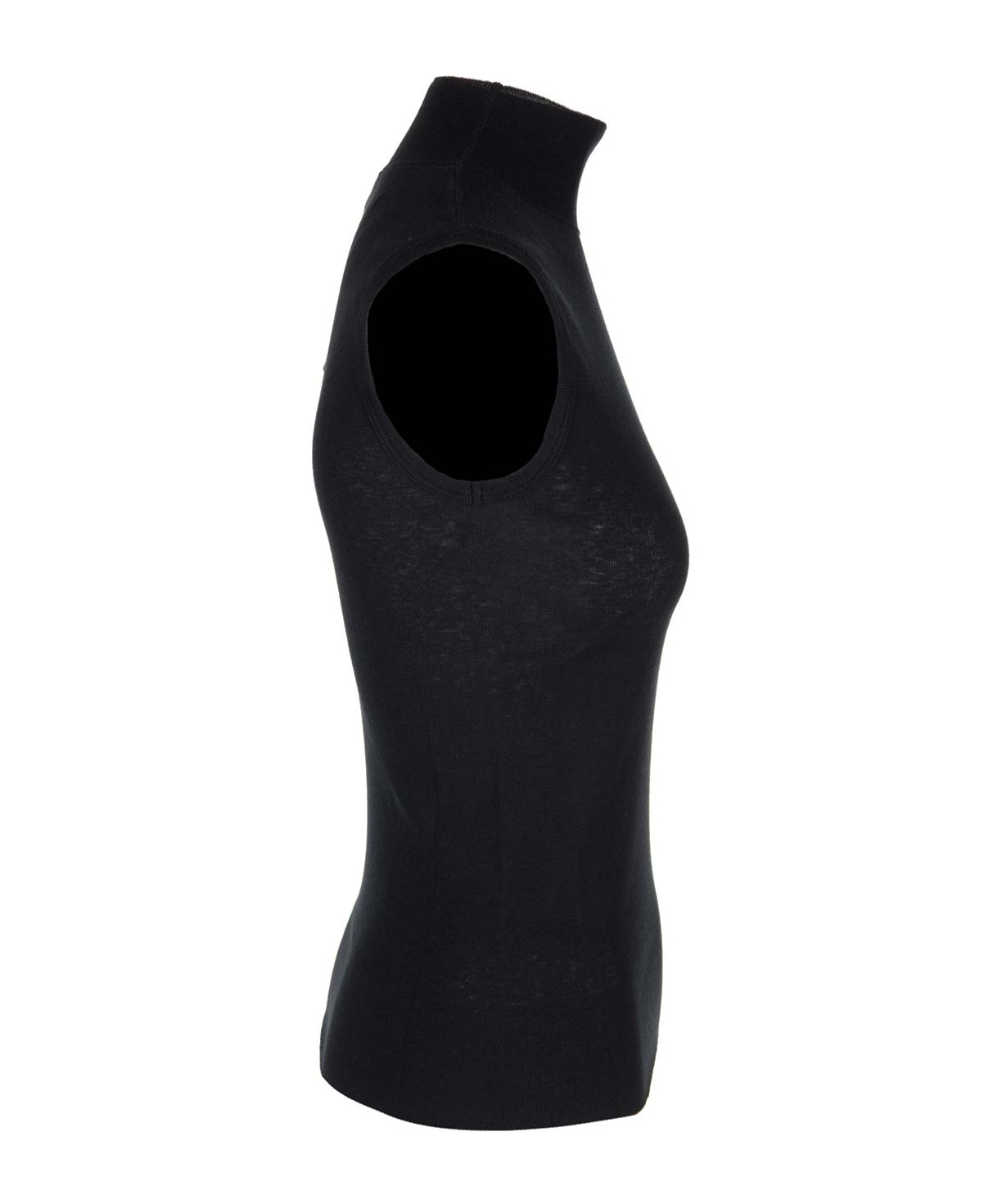 Lemaire Ribbed Polo Neck Tank Top In Black