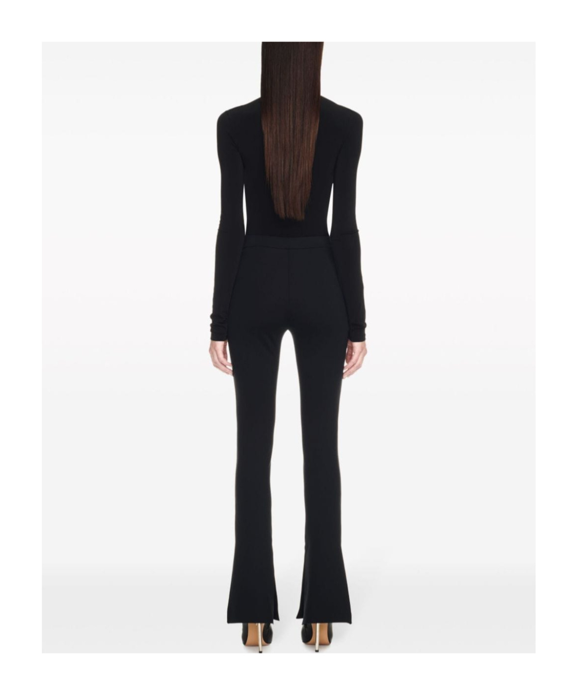 Shop Off-white Split-hem Flared Leggings In Black