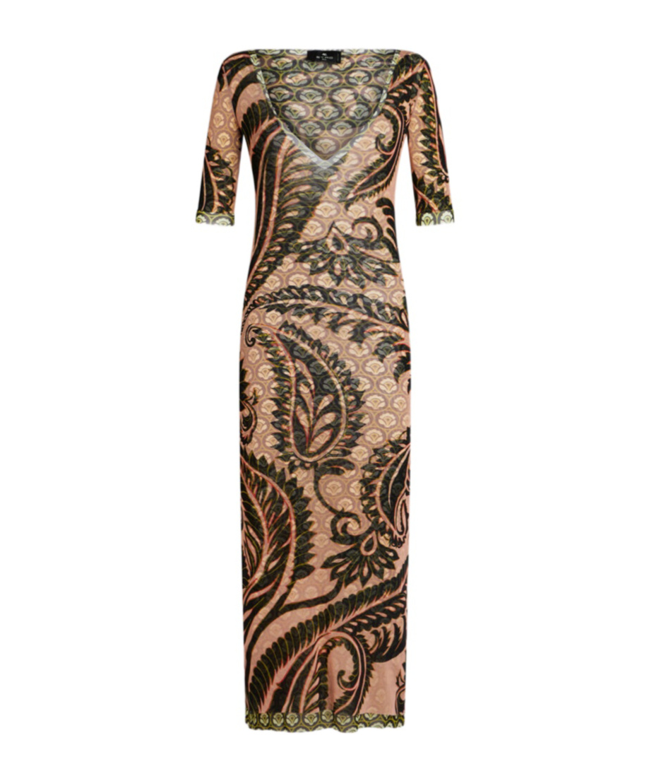 Shop Etro Printed Tulle Dress In Multicolor