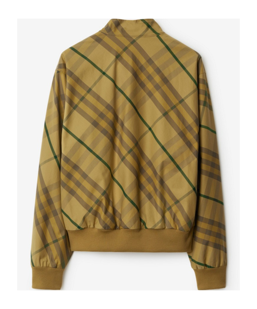 Shop Burberry Check Bomber Jacket In Brown