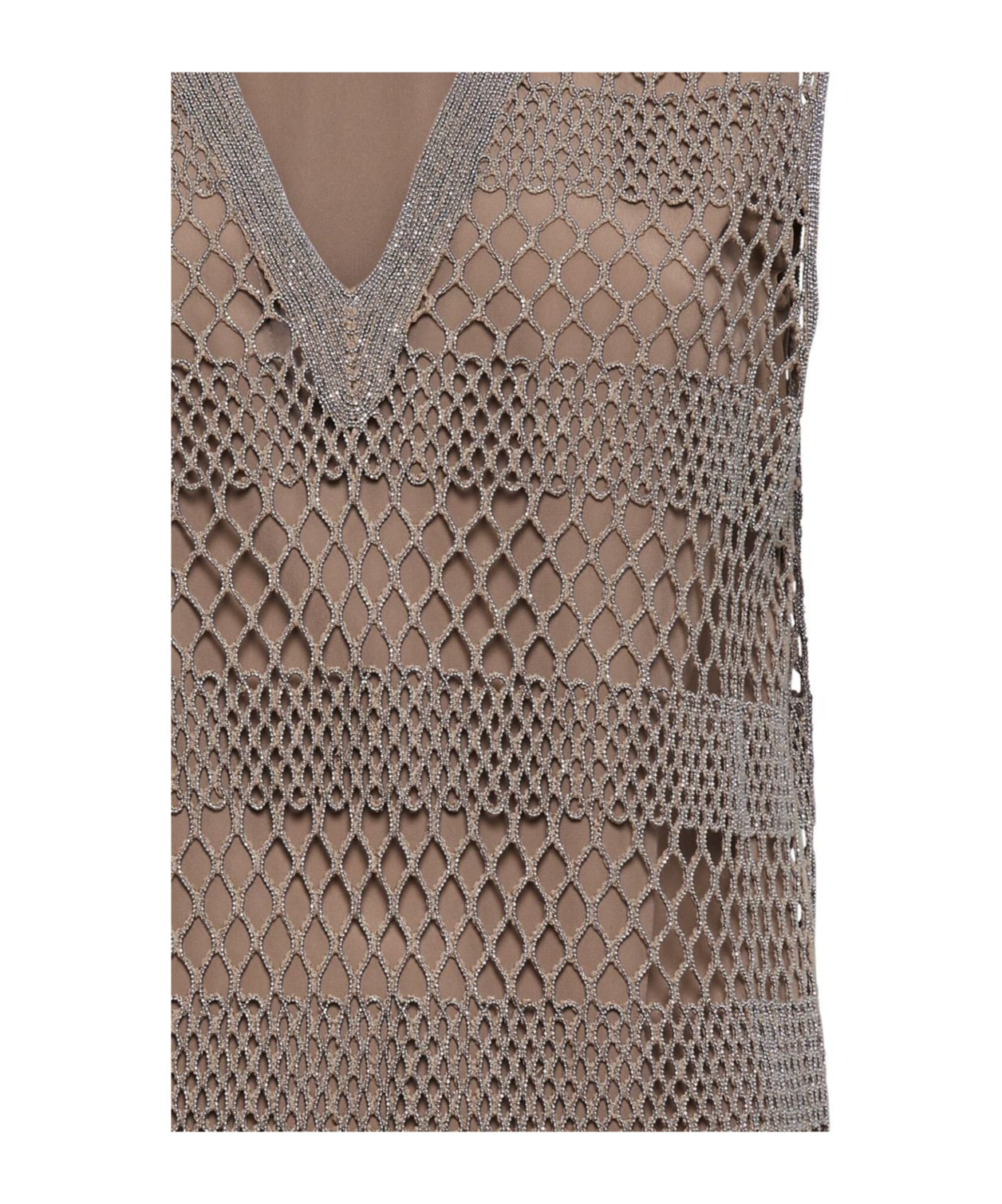 Brunello Cucinelli Hollowed-out Knitted Vest In Gray