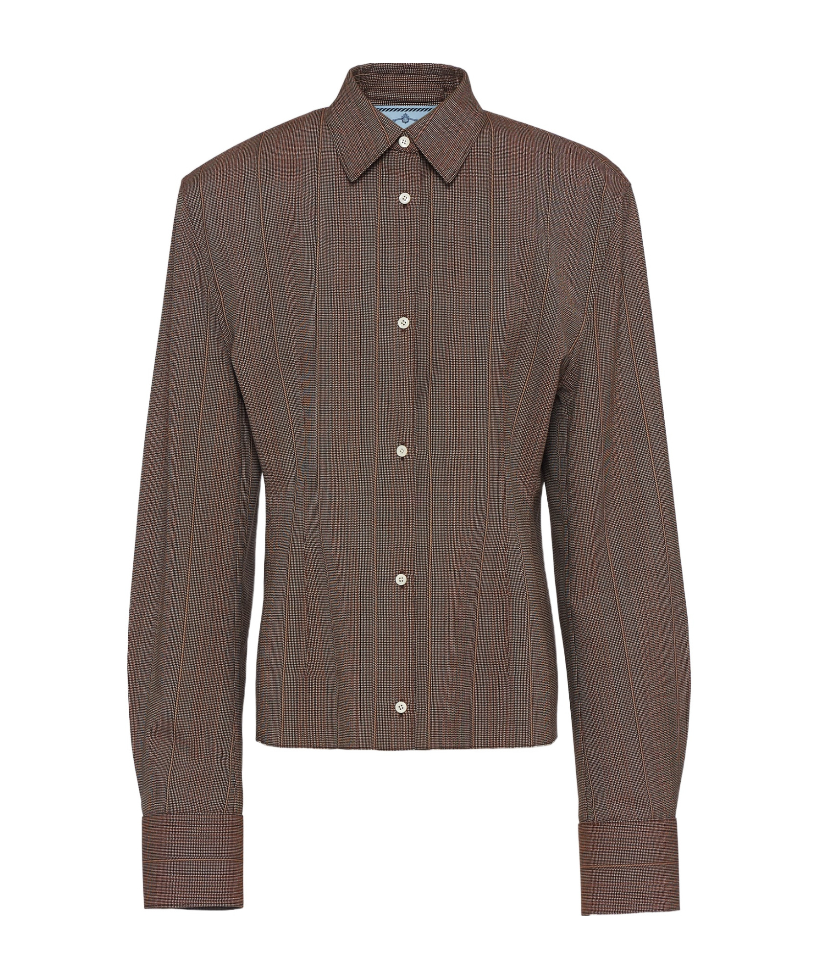 Prada Pinstripe Wool Shirt Jacket In Brown