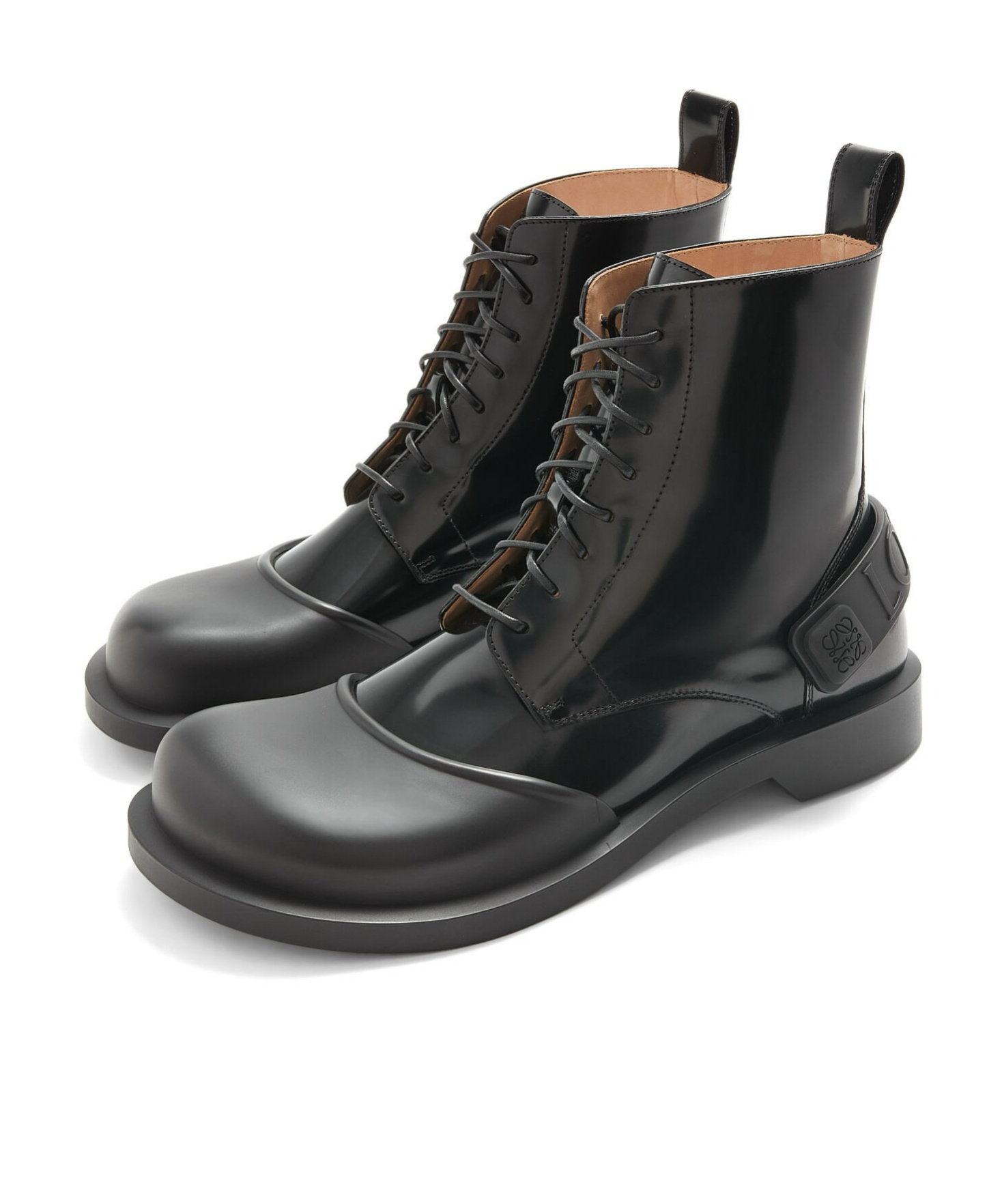 Loewe Campo Lace-up Leather Boots In Black