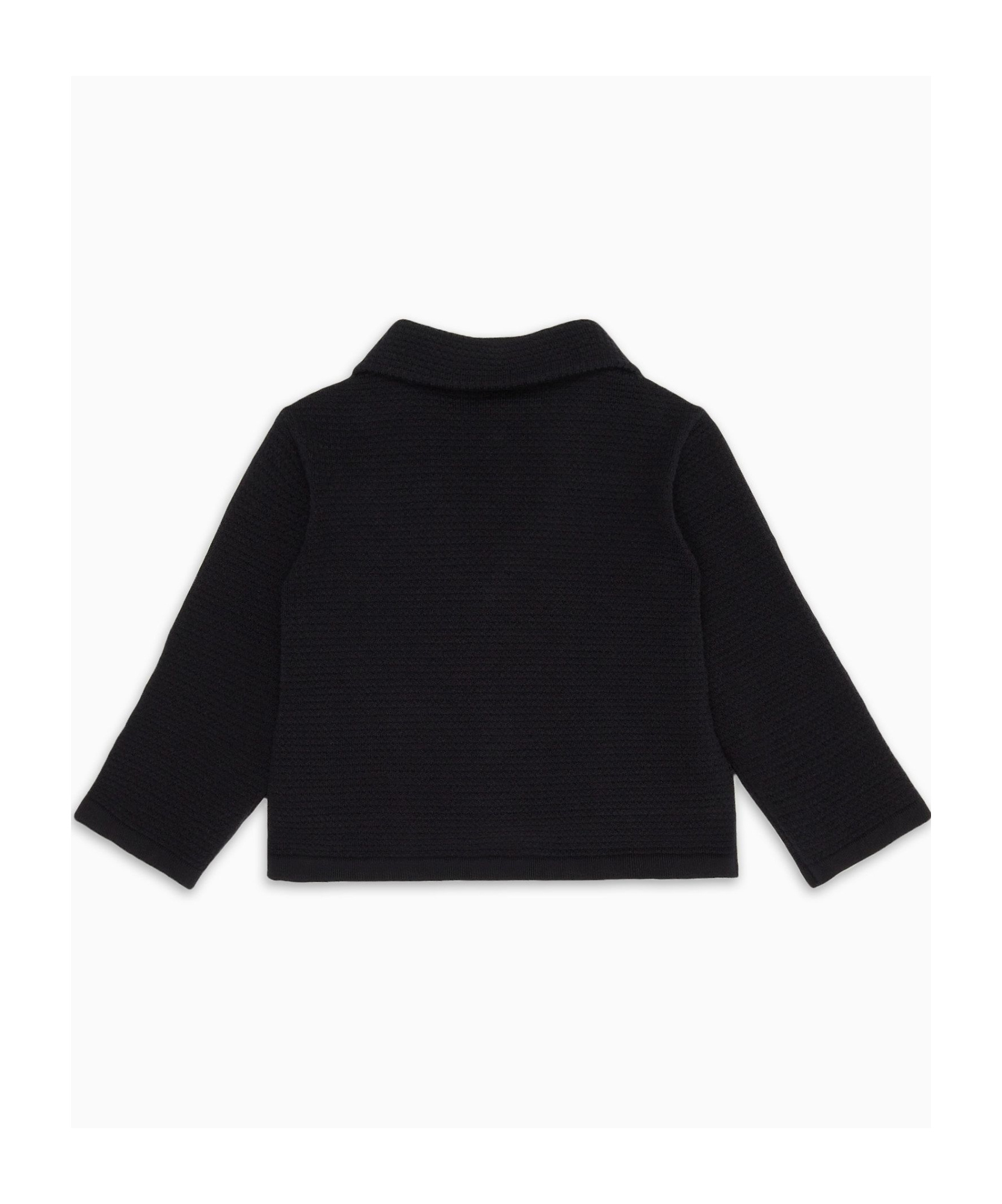 Emporio Armani Notched-lapels Waffle-knit Cardigan In Black