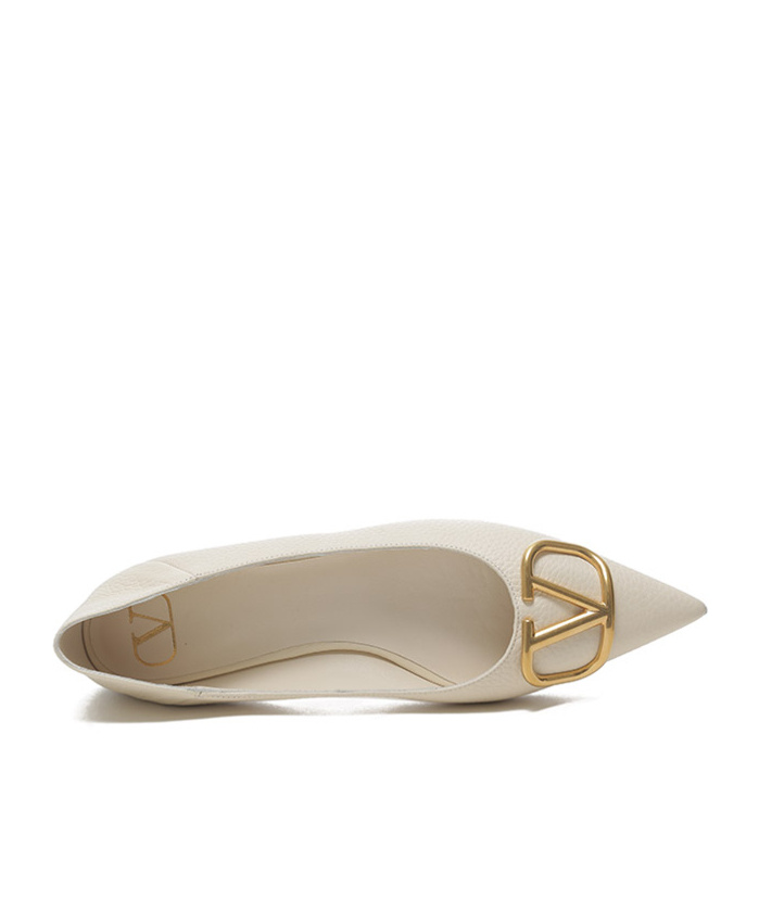 Valentino Vlogo Leather Ballerina Shoes In Nude