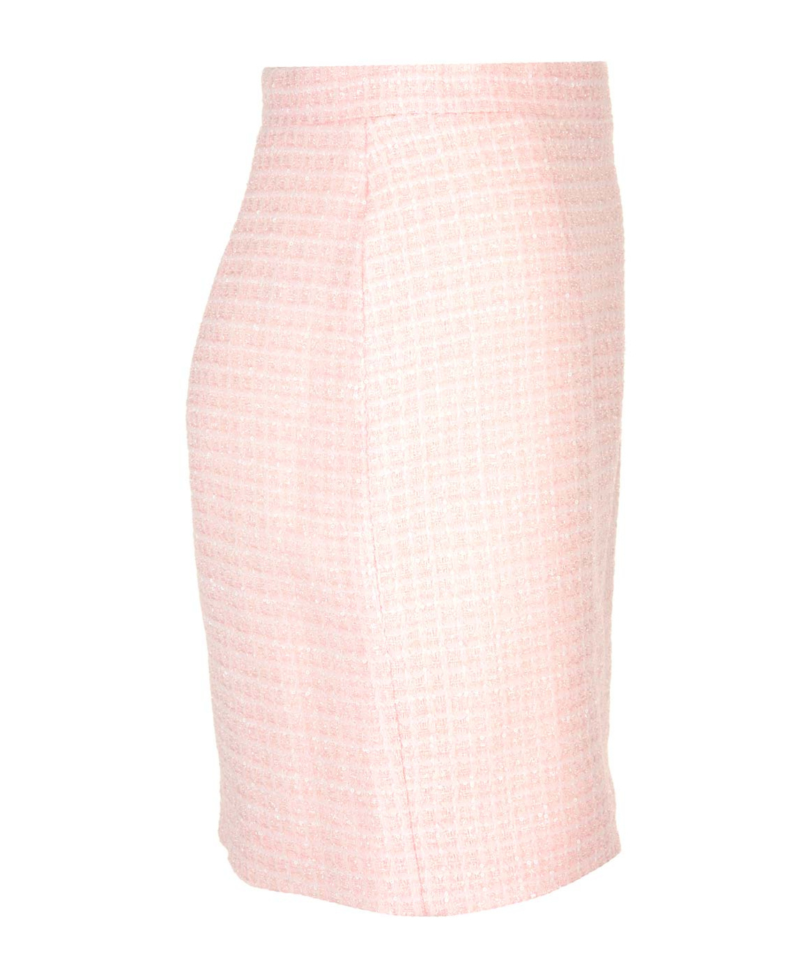 Alessandra Rich Checked Tweed Mini Skirt With Sequin Embellishment In Nude