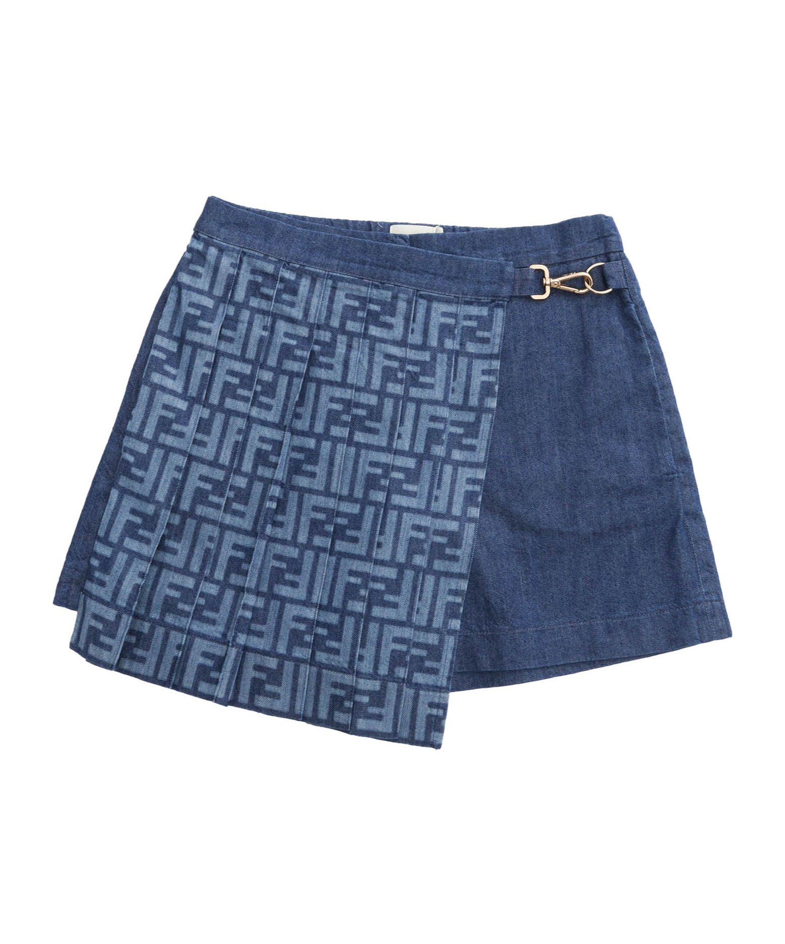 Fendi Ff-motif Denim Shorts In Blue