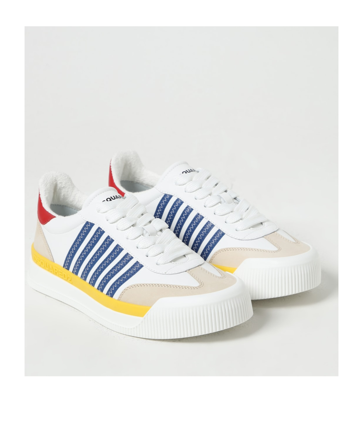 Dsquared2 Logo Leather Sneakers In White