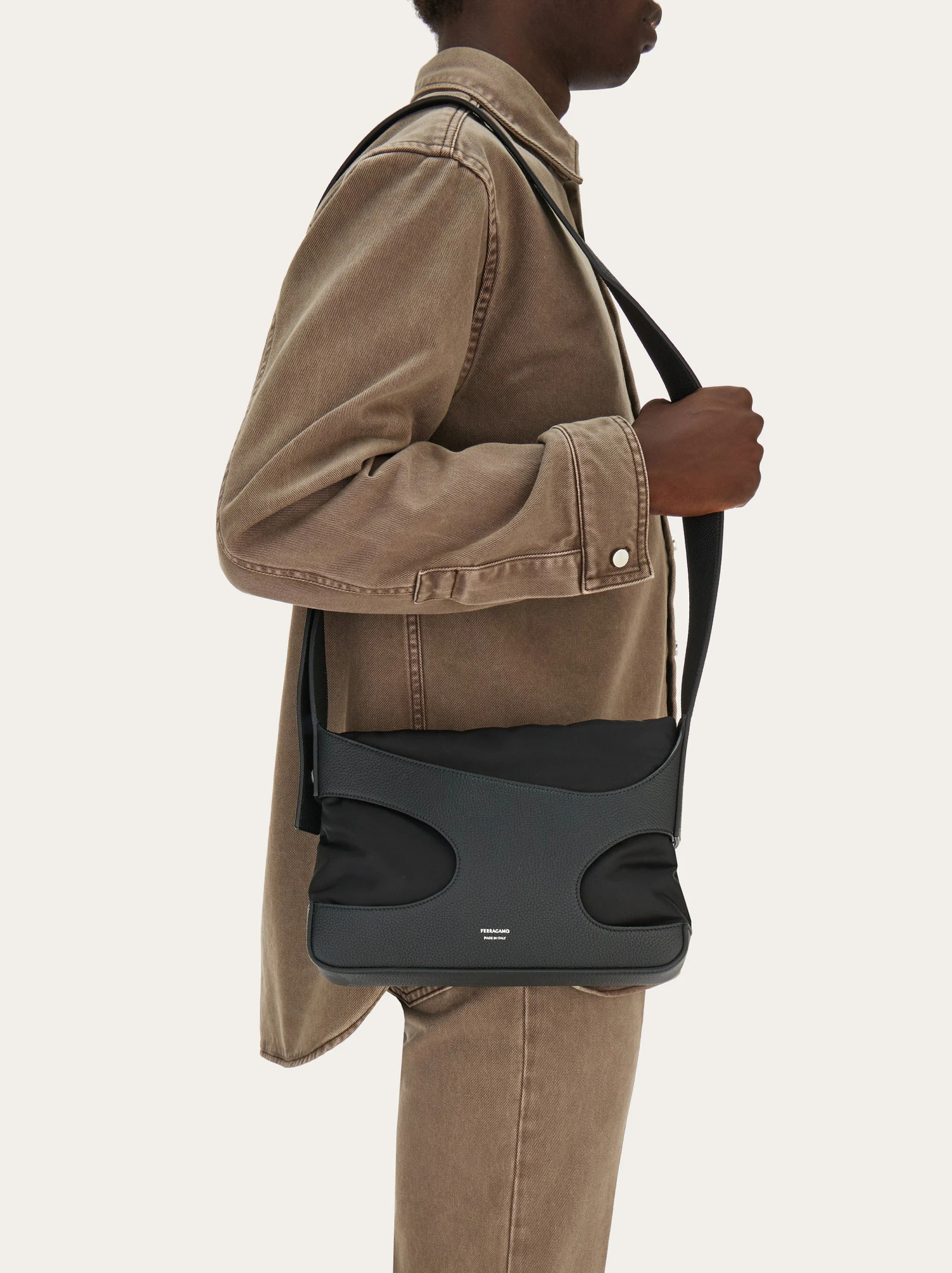 Ferragamo Hollowed-out Detail Satchel In Black