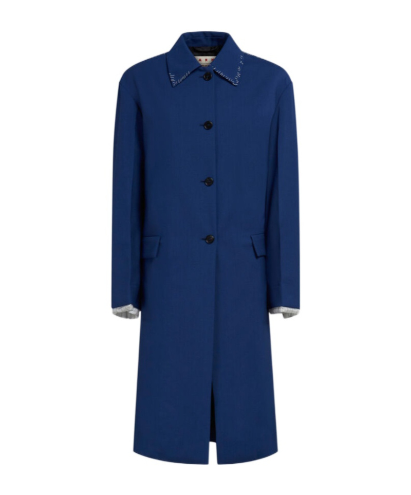 Marni Blue Tropical Wool Trench Coat