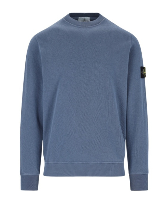 Stone Island Compass-badge Cotton Sweatshirt In Blue