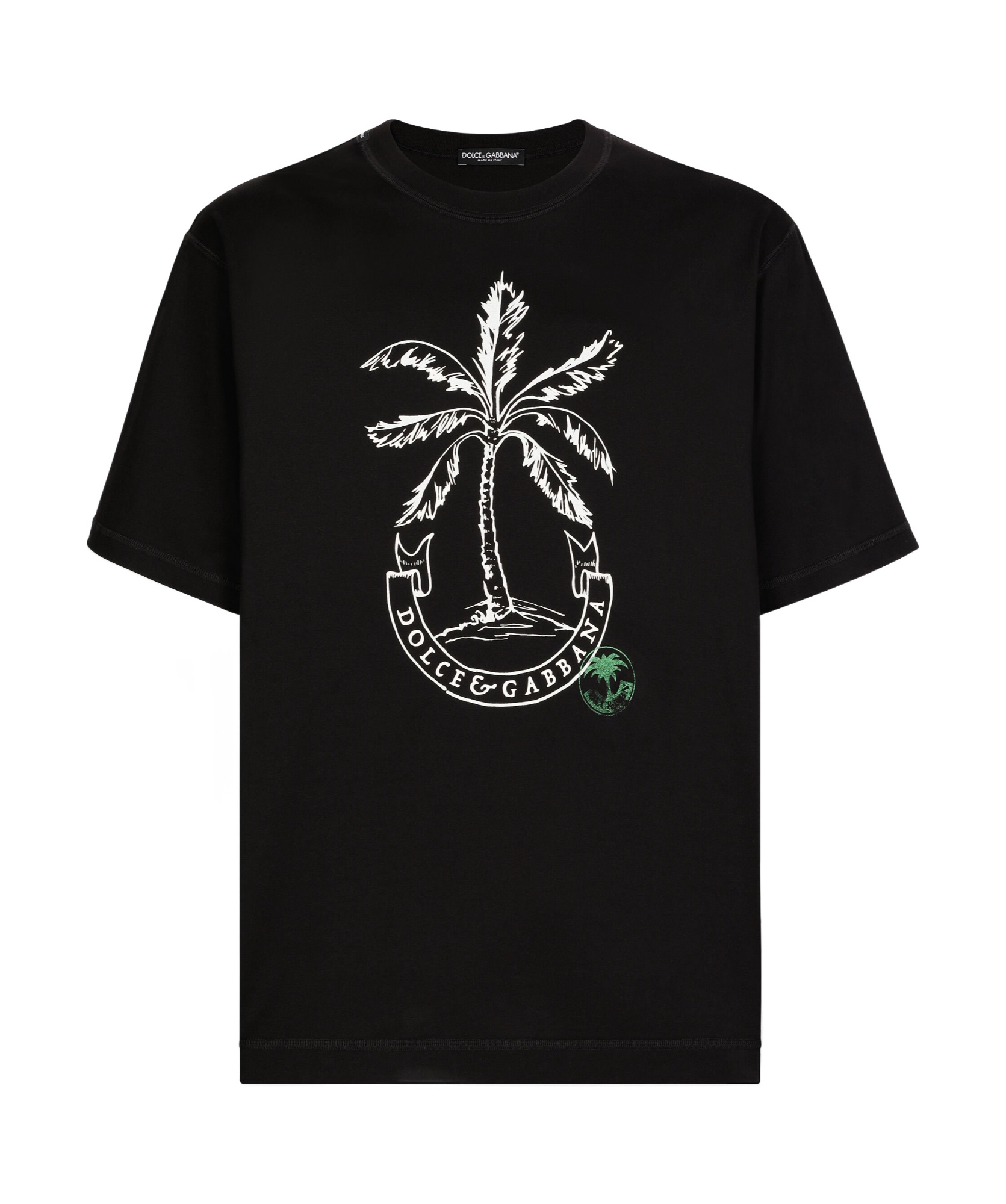 Dolce & Gabbana Short-sleeved Banana-tree-print T-shirt In Black