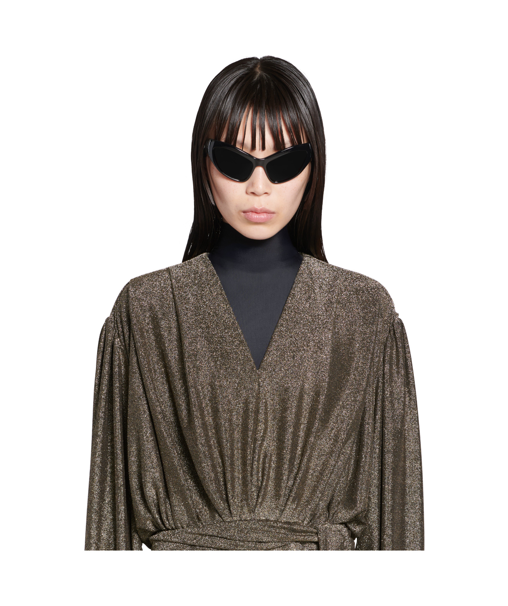 Balenciaga Draped Glittered Mini Dress In Brown