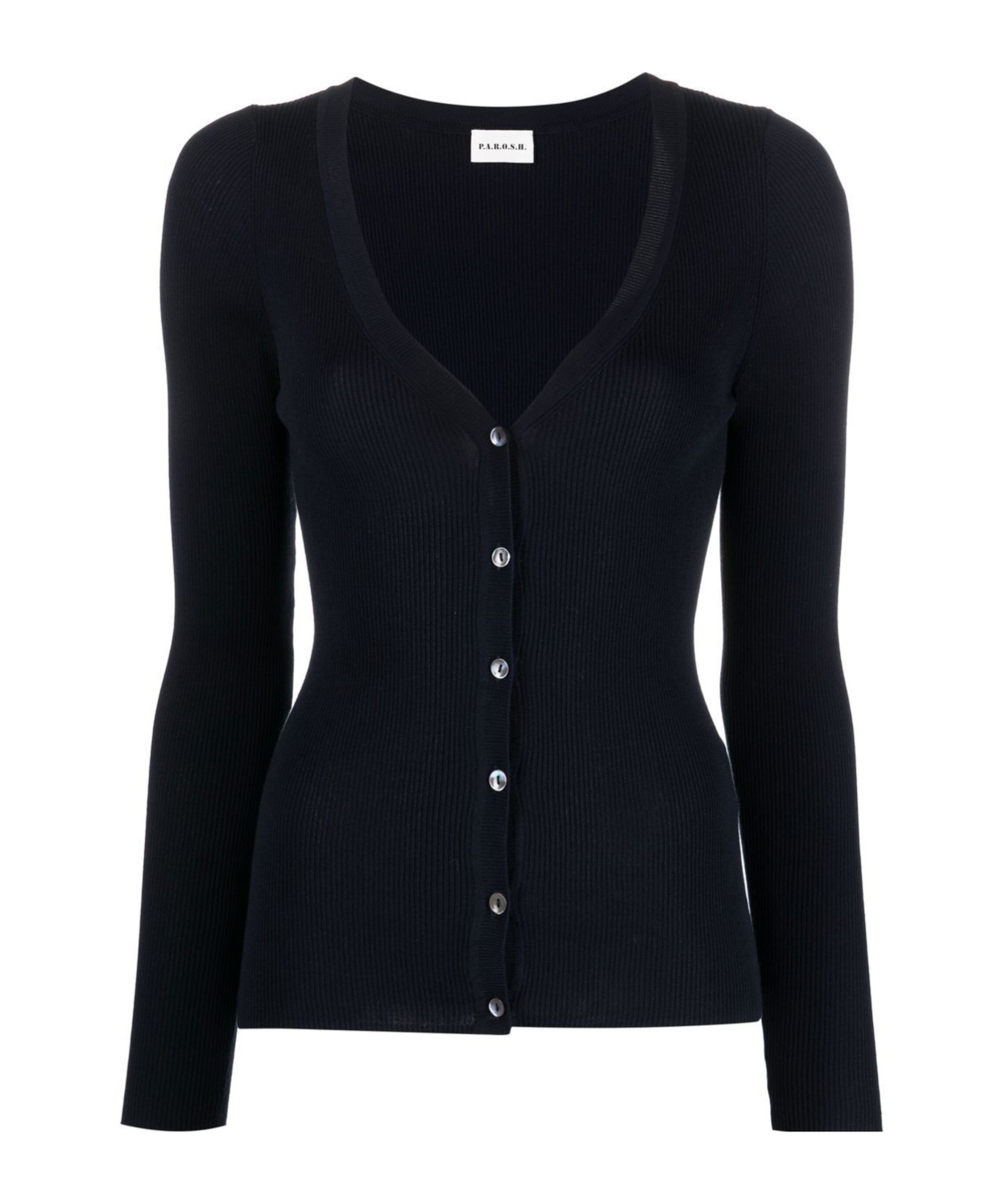 P.a.r.o.s.h Parosh Ribbed Knit Sweater With Plunging V-neck And Button Placket In Black