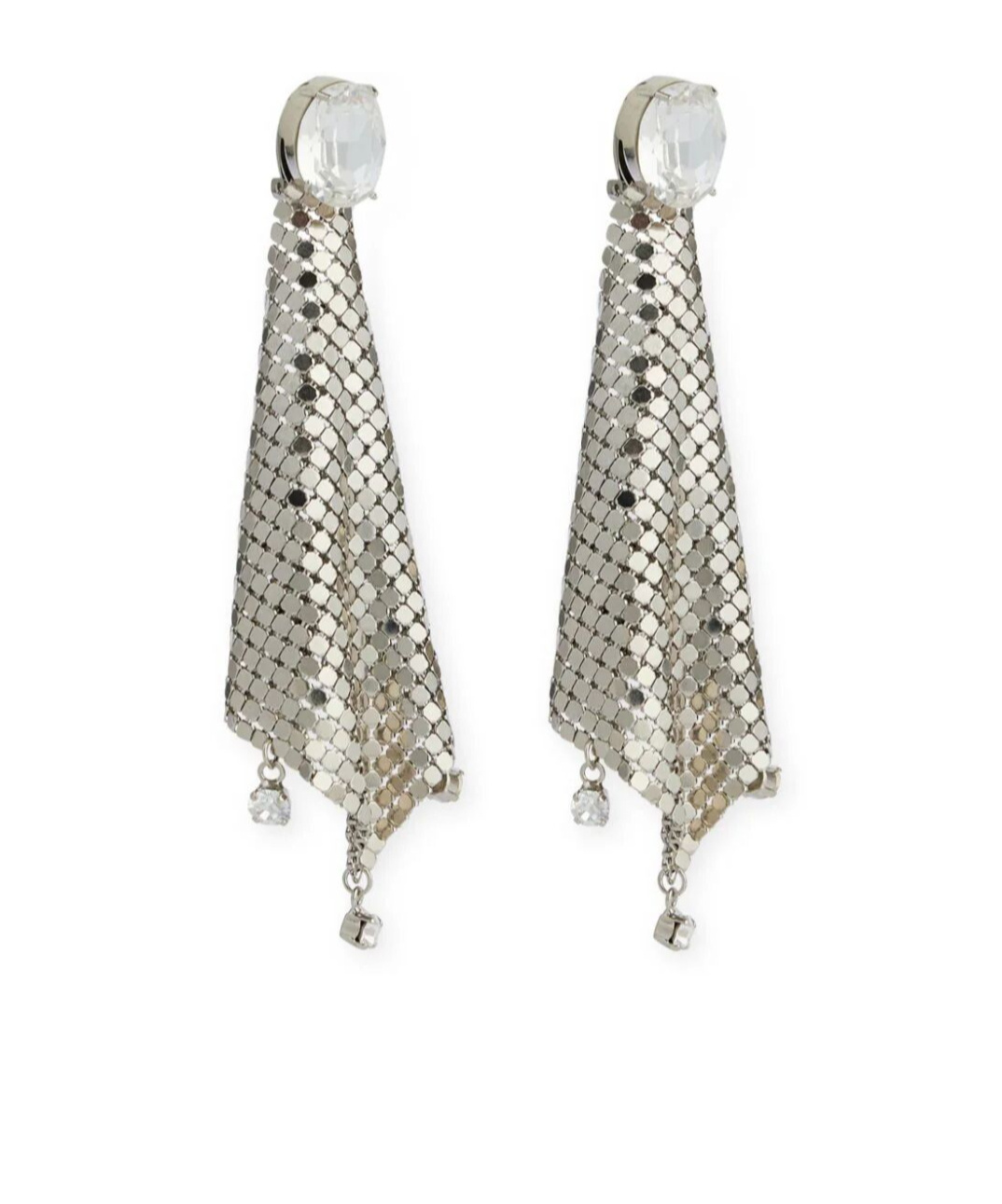 Rabanne Mini Mesh Pixel Rhinestone Earrings Accessories In Gray
