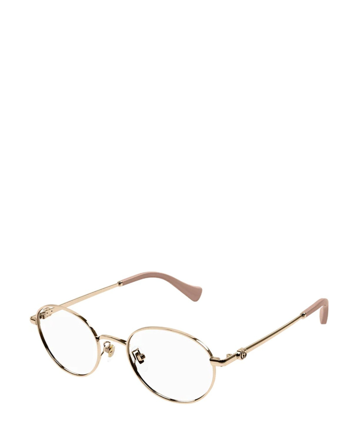 Gucci Double-g Round-frame Glasses In Nude