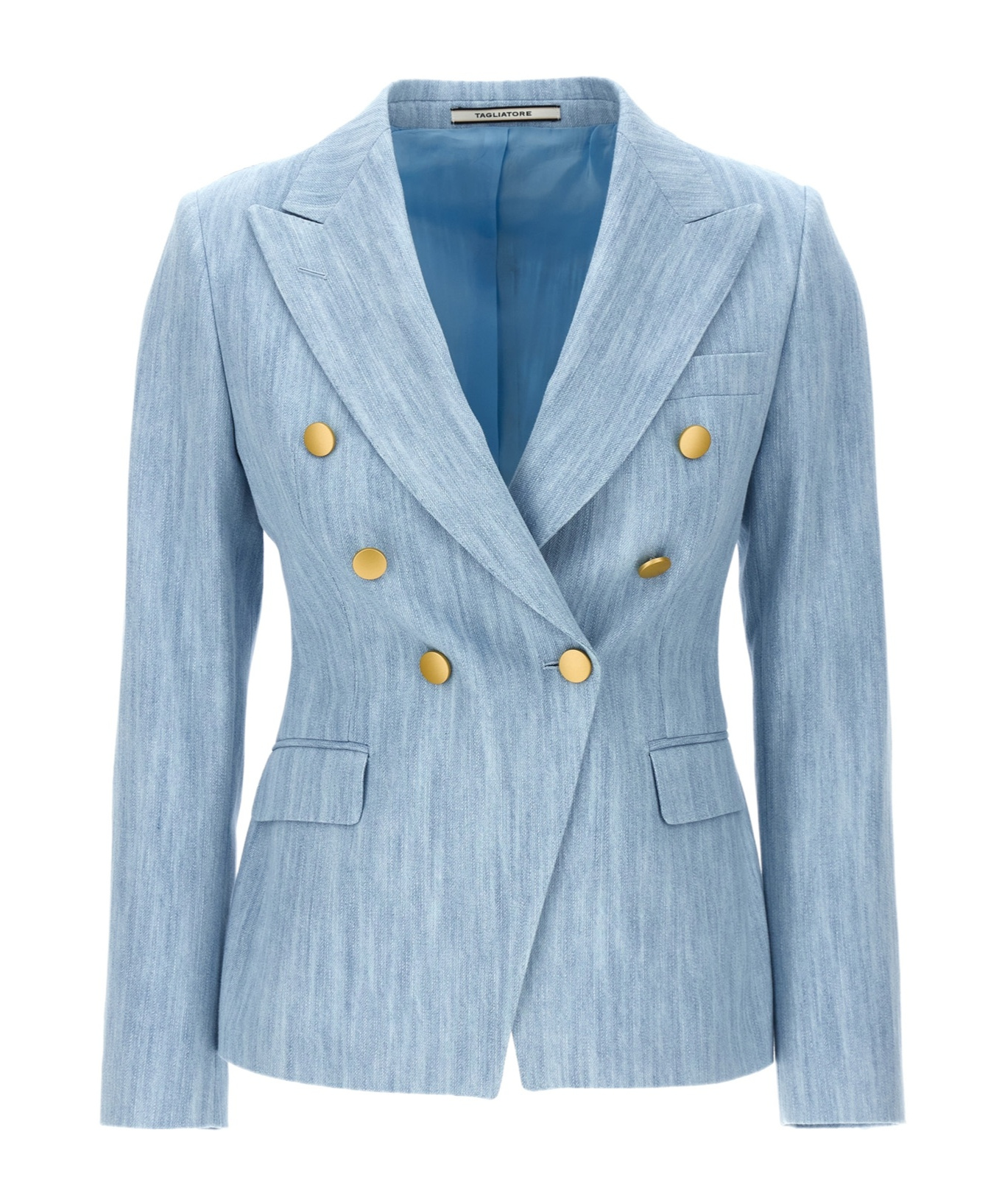 Shop Tagliatore Alicya Denim Blazer In Blue